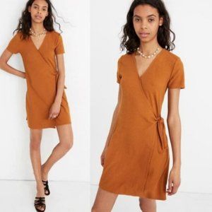 Madewell Short Sleeve Side Wrap Short Sleeve Rust Orange Dress Size S